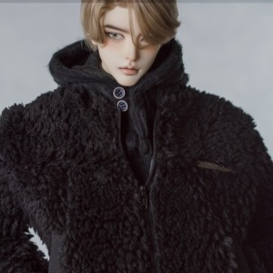 Pre-order OM[TBalaclava &amp; Bouclé Zip-up Black] Clothes set